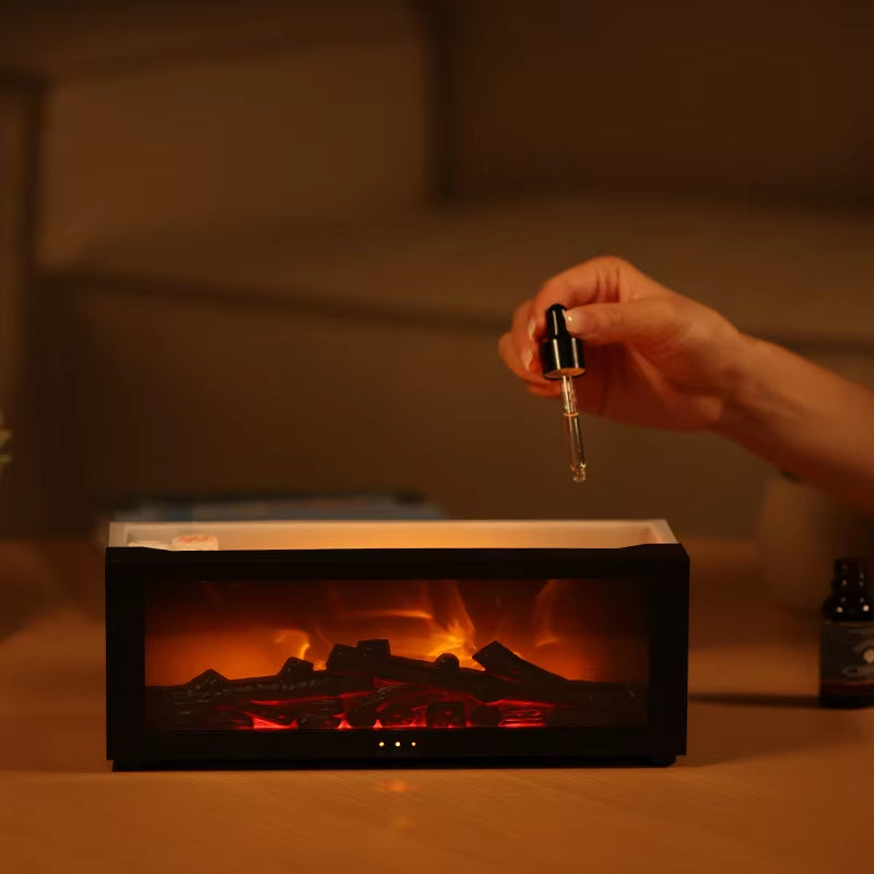 New Fireplace Flame Humidifier Bedroom Lasting Fragrance Machine Simulated Flame Aromatherapy Machine Household Fireplace