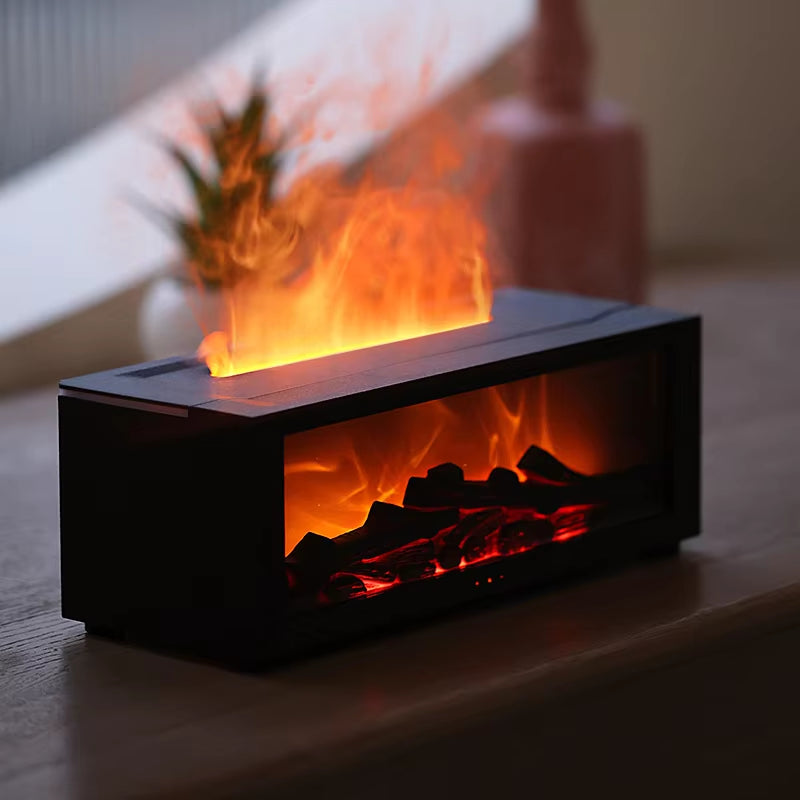 New Fireplace Flame Humidifier Bedroom Lasting Fragrance Machine Simulated Flame Aromatherapy Machine Household Fireplace